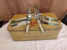 Antica Scatola In Latta Manici Paniere Dolce Ricordo BISCOTTO S.PELLEGRINO BIGIO