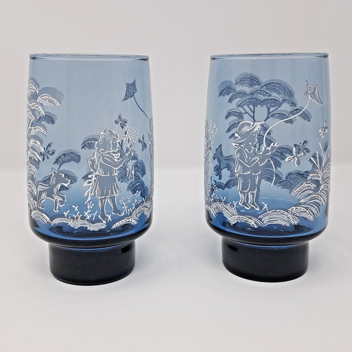 Bicchiere vetro blu libbey - vetro,