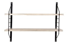 LIBRERIA A PARETE METALLO LEGNO SCAFFALE BACHECA 2 RIPIANI MENSOLE MENSOLA