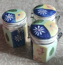 Barattoli Ermetici Ceramica - Dipinti A Mano - Vintage - Anni '50-'60 - Ottimo