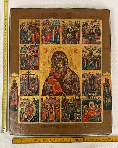 Antica icona russa madre - antica,