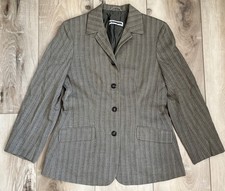 Giacca blazer donna Jil Sander lana spina di pesce marrone taglia 40 classico
