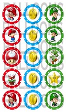 Cialda SUPER MARIO BROS CERCHIETTI CUP CAKE Decorazione Torta Ostia o Zucchero