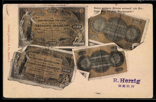 Cartolina banconote franchi - cartolina, in