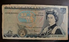 Five Pounds. 5 sterline. Queen Elizabeth II. Banconote da collezione 