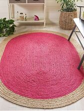 Tappeto in iuta rosa con beige