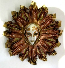 Grand Soleil - Maschera veneziana artigianale in ceramica e cuoio 