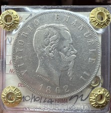 REGNO D' ITALIA VITTORIO EMANUELE II 5 LIRE 1862 NAPOLI RARA sigillata qBB