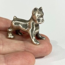 miniatura cane cucciolo argento massiccio pesante vintage, figurina italiana marcata