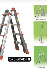 Scala telescopica Alluminio Marchetti 5+5 Gradini Altezza 4.90 Mt 20703 Squadra