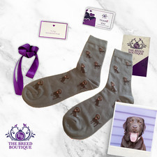 CHOCOLATE LABRADOR SOCKS UNISEX ONE SIZE FIT UK ADULT 5-11 EU 38-46 BROWN LAB