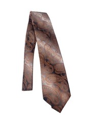 Cravatta Stefano Corsini Italia tutta seta paisley ombreggiata grigio ruggine marrone vintage classica 