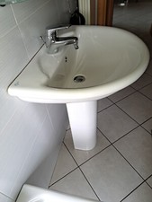 LAVABO CON COLONNA MODERNO LAVANDINO LAVELLO CERAMICA SANITARI A TERRA BAGNO