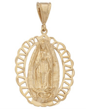 Ciondolo Charm Vero Oro Massiccio 24K Vergine Maria Signora Guadalupe XL Garanzia Gratuita GL