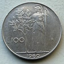 1960-R Italy 100 Lire Coin