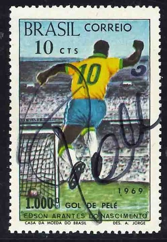 Francobollo firmato pelè - da,