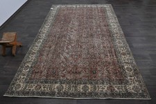 Tappeto vintage turco Oushak 6x10 kilim tappeto anatolico fatto a mano decorazione boho ROSSO