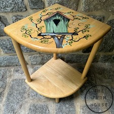 Mensola angolare vintage in legno 2 livelli dipinta a mano - firmata dall'artista - R.L. Gehman 2002