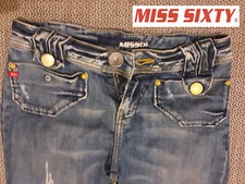 Splendido JEANS Originale " MISS SIXTY " DENIM DONNA Woman VINTAGE size 27