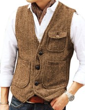 NUOVO gilet uomo tweed vintage