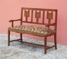 Divano divanetto Liberty in legno di noce, '900 - L 117 cm!