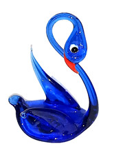 MURANO 80s splendido cigno blu finissimo e molto delicato in vetro soffiato