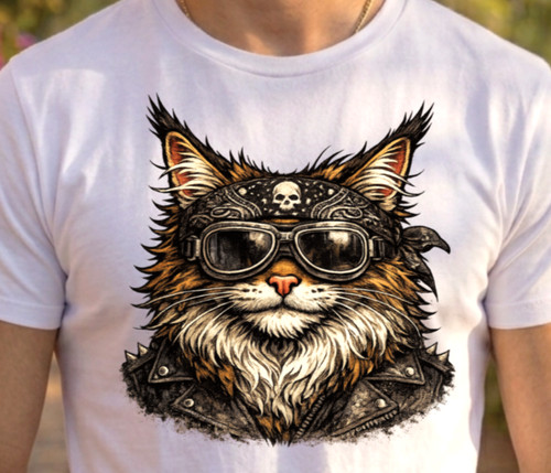 Maglietta gatto biker - gatto, rock
