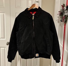 Giacca Bomber Vintage Carhartt Santa Fe Nero Fodera Rossa J13 Taglia M/L