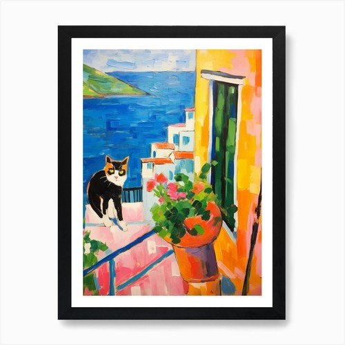 Quadro gatto a positano - a,