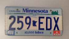 TARGA MINNESOTA ORIGINALE TARGHE AUTO AMERICANE USA 1989 VINTAGE RARA