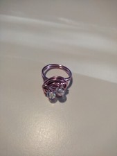 Anello Donna Regolabile Filo  di Ferro A Spirale Con Perline 