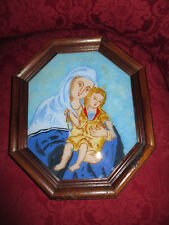 Quadro pittura su vetro siciliana cornice legno ottagonale glass painting Sicily