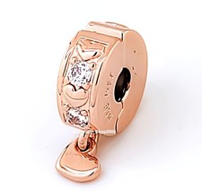Nuovo Charm Pandora 100% Oro Rosa Cuori Infiniti Scintillanti Clip 782253C01