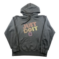 Nike Sportswear Dark Grey Vintage Hoodie 2000s Y2K Disco Vibes Size L