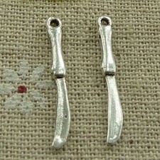 Spedizione Gratuita 300 pz Ciondoli Coltello Argento Tibetano 25x3mm L-3614