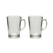 Set 2 tazze vetro trasparente mug 260 cc cappuccino the caffè tazzine manico