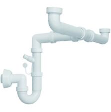 SIFONE LAVABO SCARICO CUCINA 2 VASCHE SALVASPAZIO ATTACCO LAVASTOVIGLIE 1" 1/2