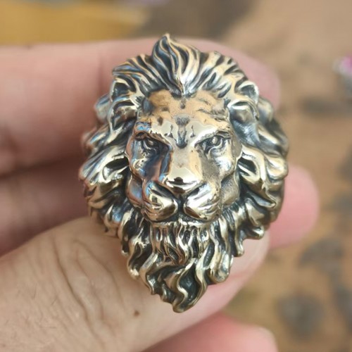 Anello leone ottone - anello,
