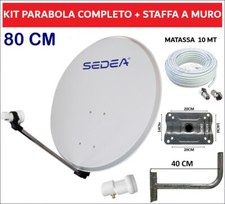 Kit Antenna Parabola Satellitare 80cm Tivusat Con Illuminatore LNB Cavo e Staffa