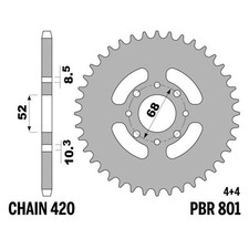 Corona PBR Z48 denti passo 420 in Ferro Suzuki ZR50SK 1984-1990