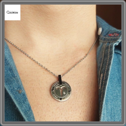 Collana acciaio con segno - in,