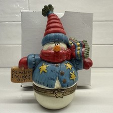 Statuina pupazzo di neve Grandma's Country Corners Albany NY "Sii caldo dentro e fuori" - scatola