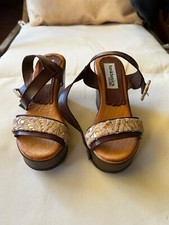 Sandali marroni e dorati con plateau, numero 37, NUOVI  