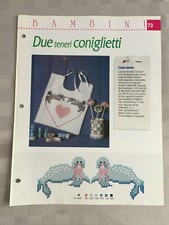 Schema punto croce Bambini Due teneri coniglietti bavaglino foche