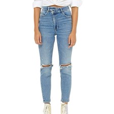 Stradivarius The Original Mom Slim Ripped Jean Women’s Size 6 Ripped Split Hem