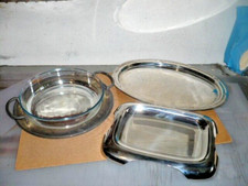 CASA 3 VASSOI ACCIAIO da PORTATE OVALE TONDO con PIROFILA RETTANGOLO AFFARE!