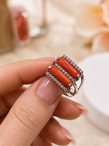 Anello corallo rosso naturale - corallo,