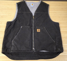 Carhartt V26 Gilet Uomo Grande Marrone Sherpa Foderato in Pile Tela Anatra Zip Abbigliamento da Lavoro