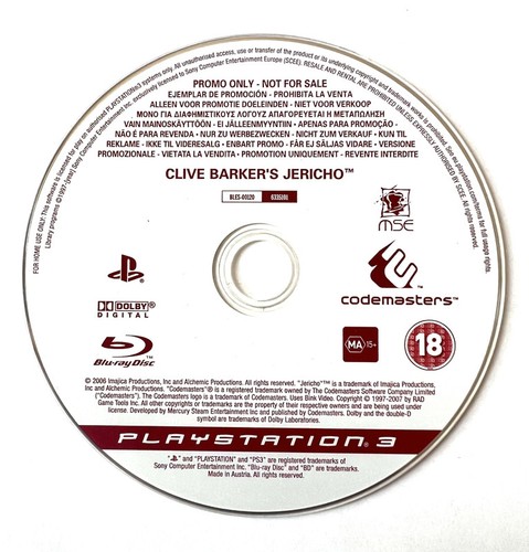 Clive barker jericho ps3 - barker's,