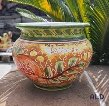 Vaso in ceramica di Caltagirone caspo porta piante cachepot dipinto a mano